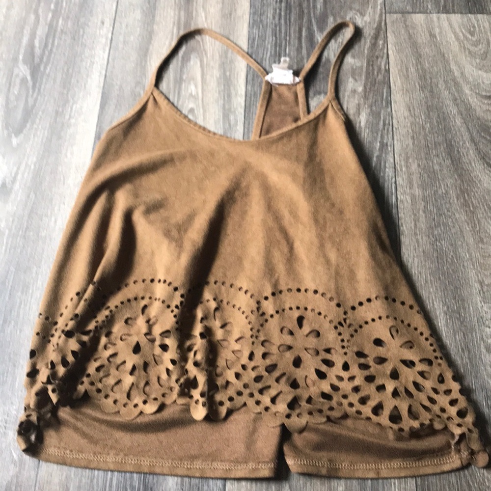 Cute Brown Suede Tank Top